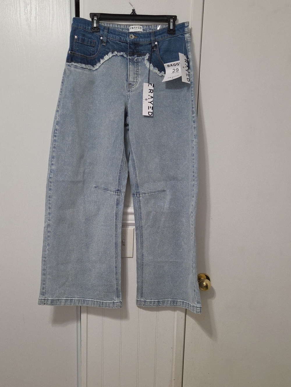 FRAYED Light Wash Wide Leg Jeans - Women